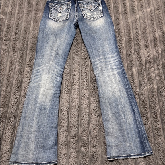 Miss Me Dark Blue Mid-Rise Bootcut Jeans. SZ26 - Picture 3 of 8